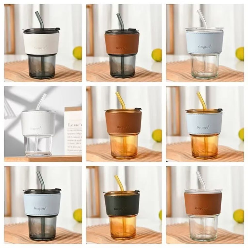 Gorgous Gelas Kaca Korea Aesthetic/Gelas Tumblr Kopi Aesthetic/Souvenir Gelas Kaca