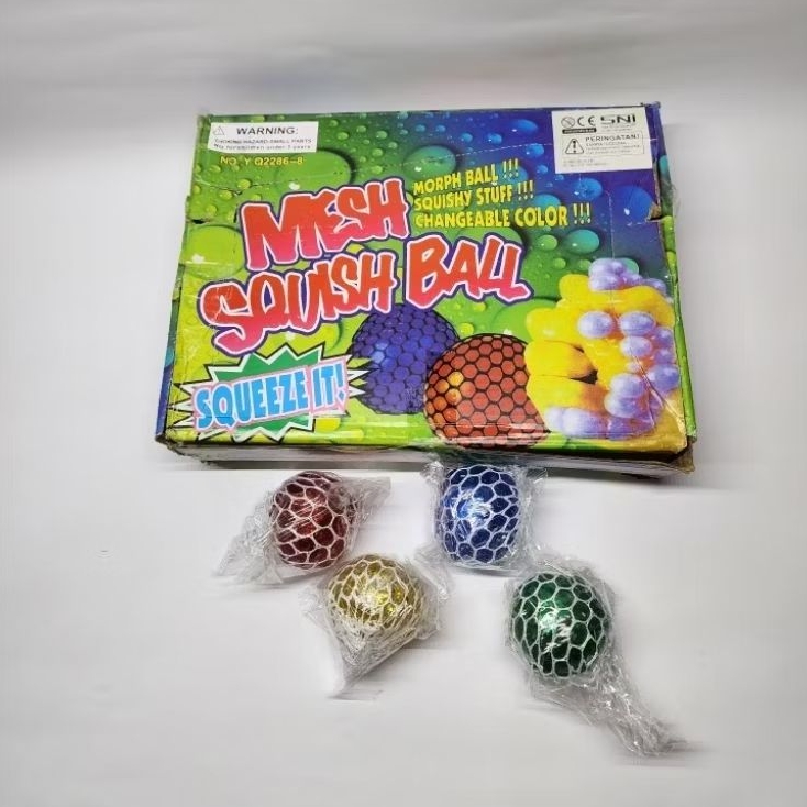 Mainan Squish Ball 1pcs / Bola anggur Pencet anti Stress jaring