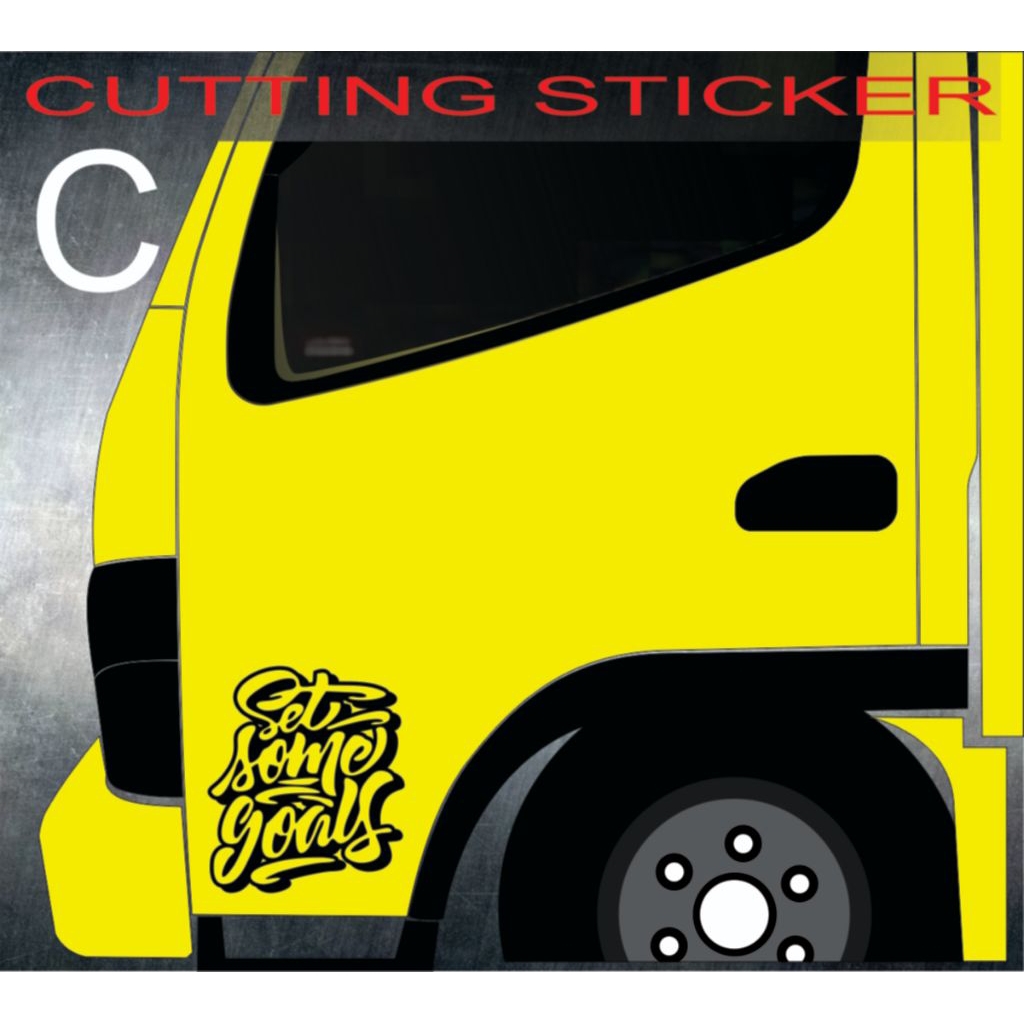 cutting sticker stiker mobil truk canter pintu samping