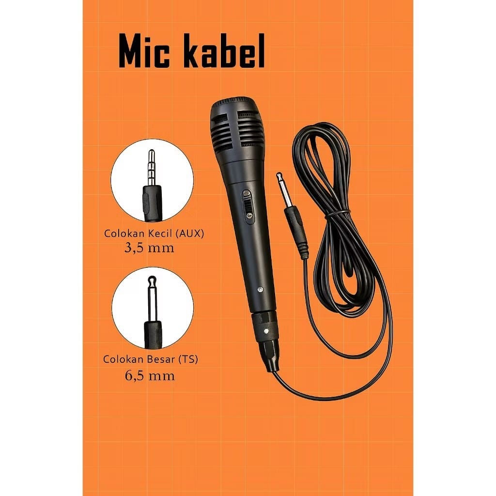 Microphone Kabel Universal Colokan Kecil (Aux) dan Colokan Besar (Ts) Karaoke Mic Wired / Mikrofon