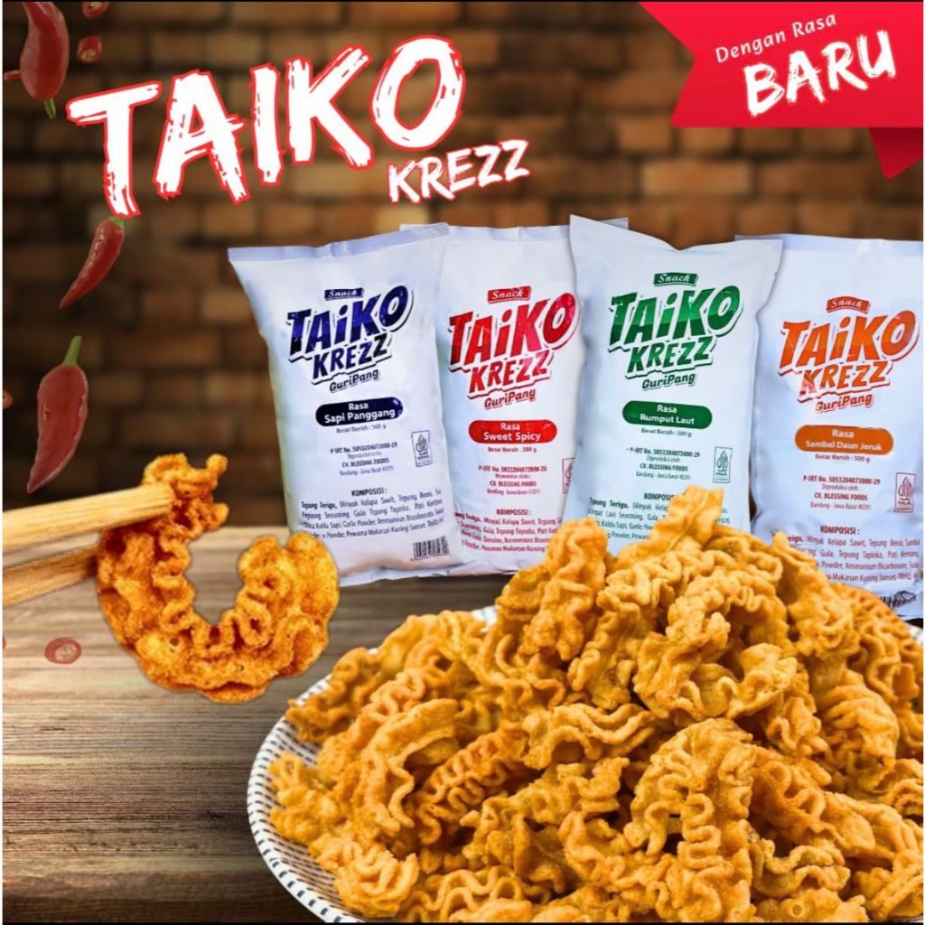 COD Taiko Krezz Keripik Gurita Renyah Halal 500g/1000g
