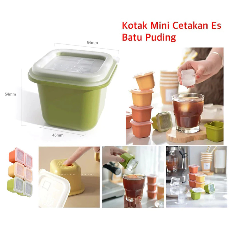 Kotak Box Mini Cetakan ES Batu Puding Jelly Dengan Penutup Serbaguna Ukuran 54mm x 54mm x 46mm Cocok