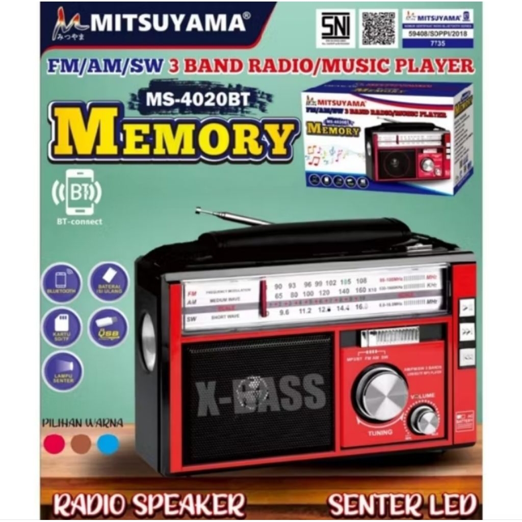 ms-4020 memory radio cass dan baterai FM AM SW  mitsuyam radio bluetoot radio speaker