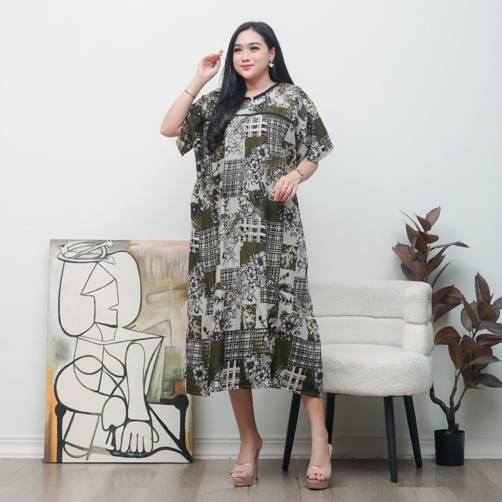 baju daster jumbo motif kekinian bahan rayon premium ld 120 nyaman di pakai untuk santai dan motif y