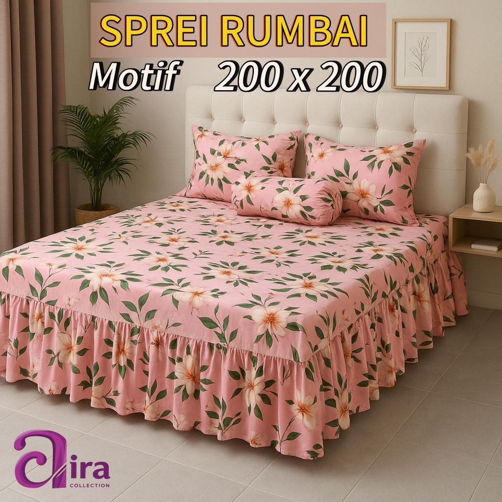 Sprei Rumbai Jumbo 200x200 Bahan Premium Katun Adem