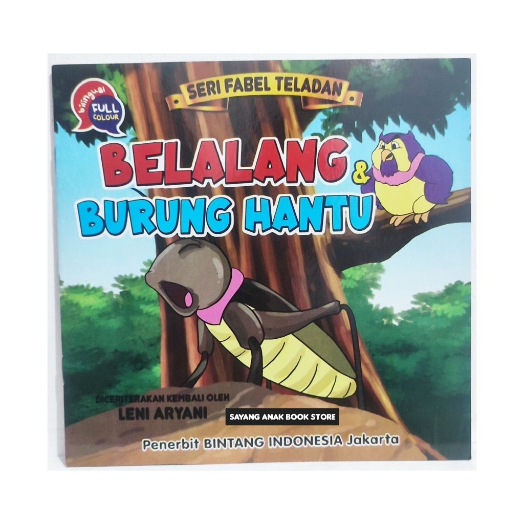 Buku Dongeng Anak Seri Fabel Teladan Belalang Dan Burung Hantu 24 Halaman 20x20 cm Full Colour Bilin