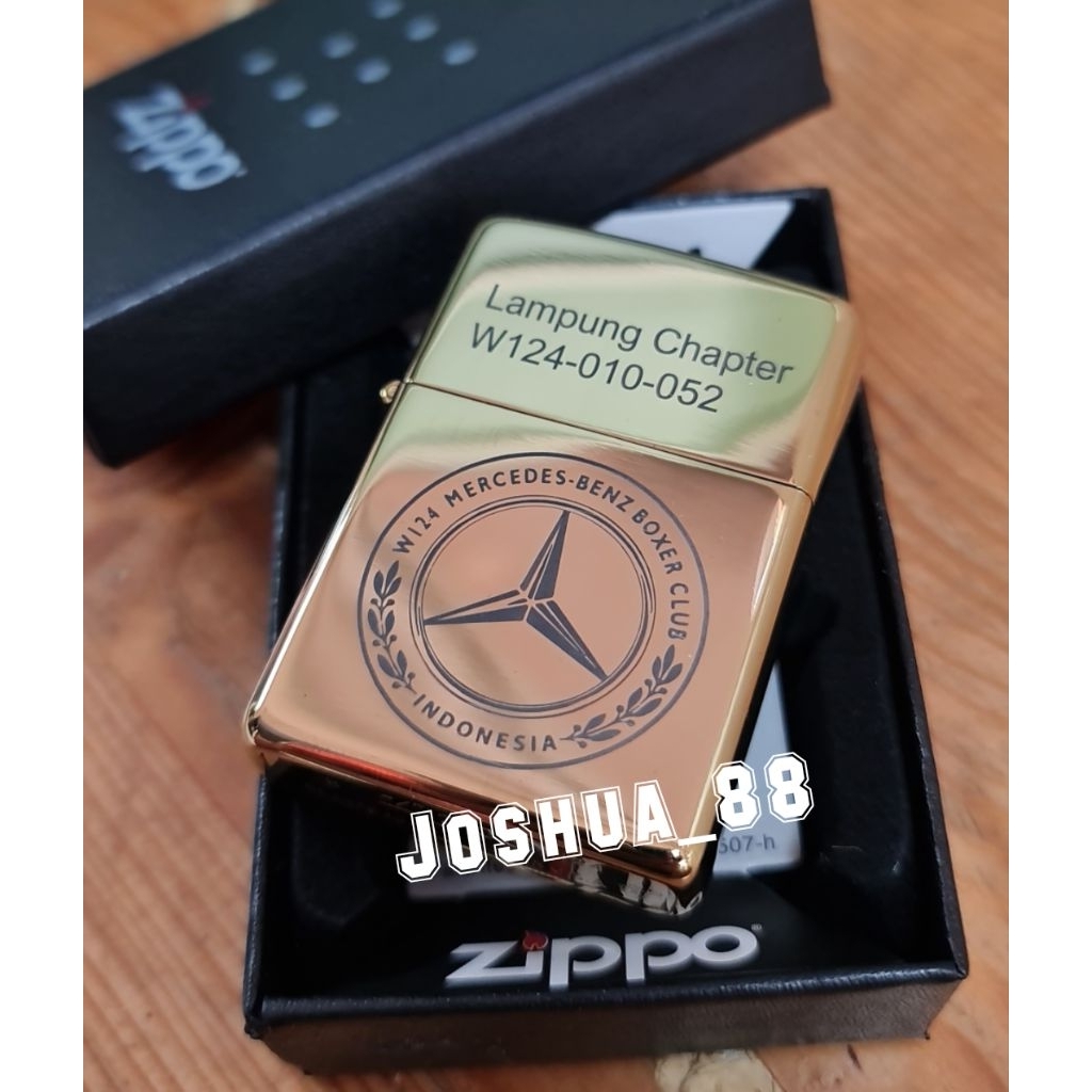 Zippo Custom Korek Api Ukir Logo Mercedes Benz Boxer Gold Bisa Ukir Nama Sendiri