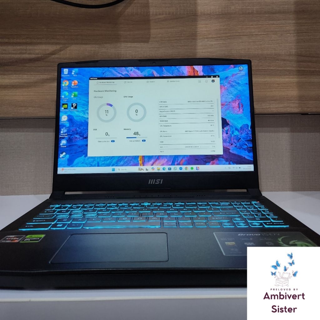 [ PRELOVED ] Laptop Second MSI Bravo 15 C7V NVIDIA GeForce RTX 4060 AMD Ryzen 7 7735HS with Radeon G