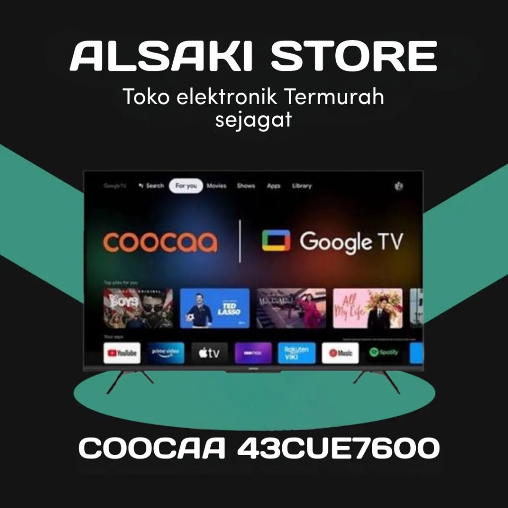 COOCAA 43CUE7600 4K GOOGLE
TV 43 inch