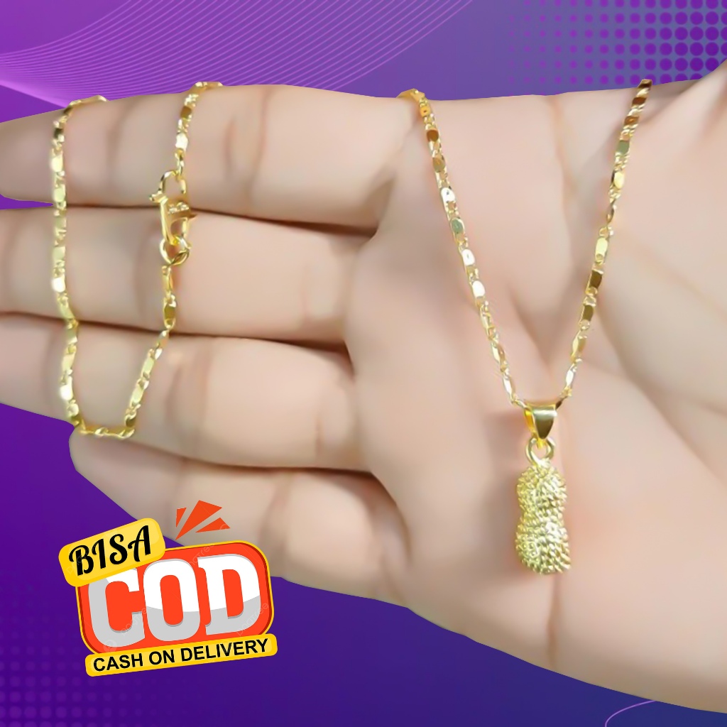 Kalung Wanita Tempeh Emas Liontin Kacang Mewah 24k
