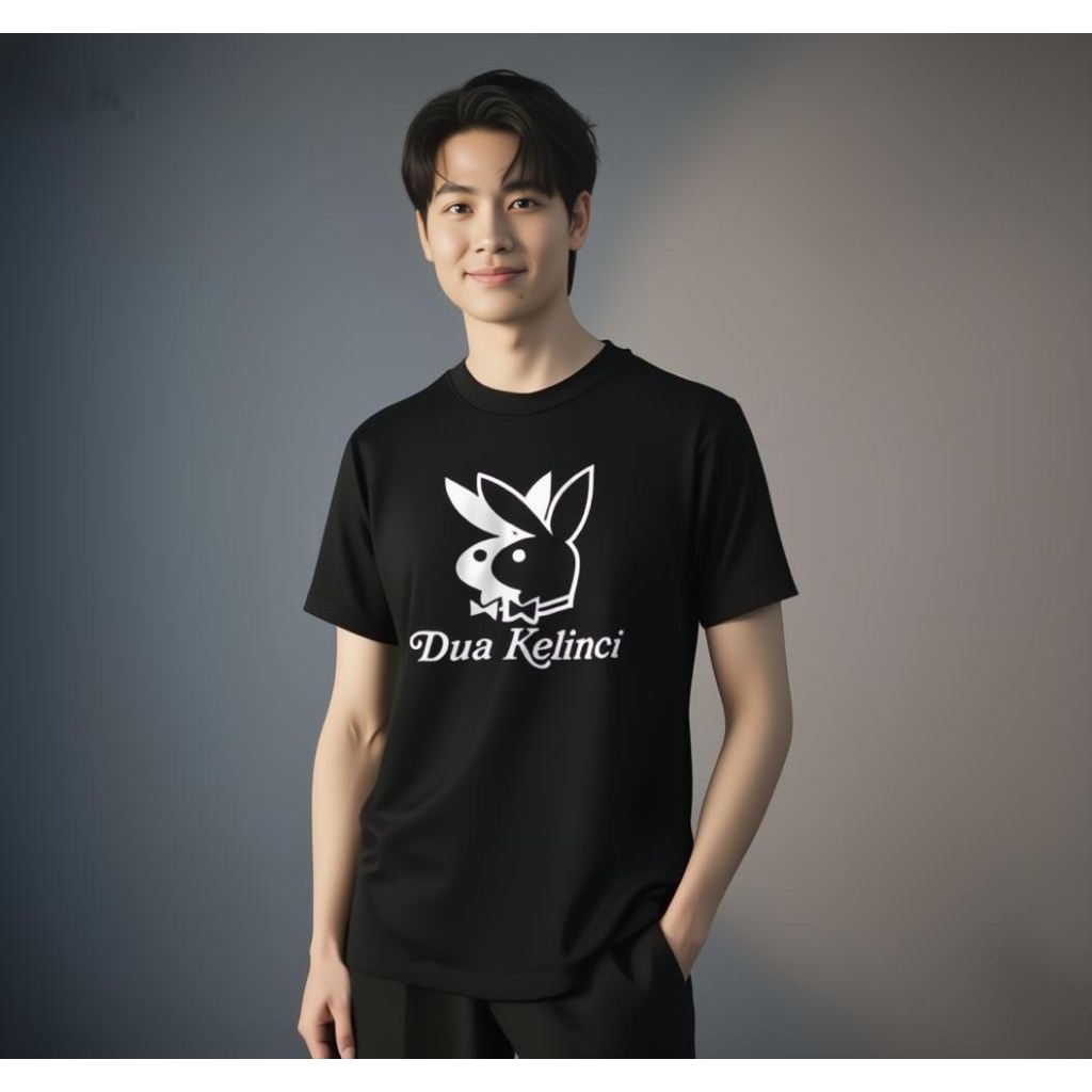 Kaos Plesetan Merek Dua Kelinci Playboy Cotton Combed 24s - M L XL XXL XXXL