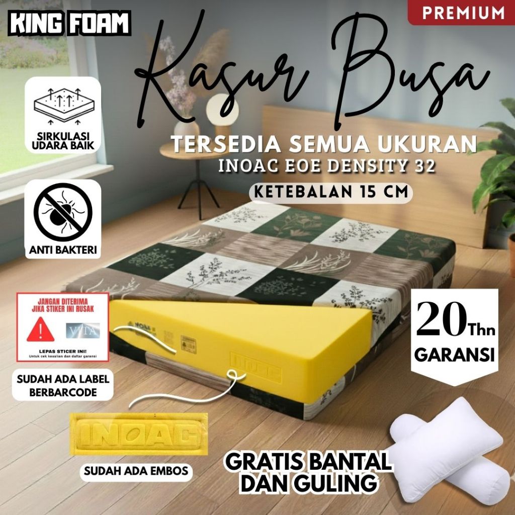 Asli Kasur Busa INOAC EOE D.32 Tebal 15cm Semua Ukuran Garansi Resmi 20 Tahun