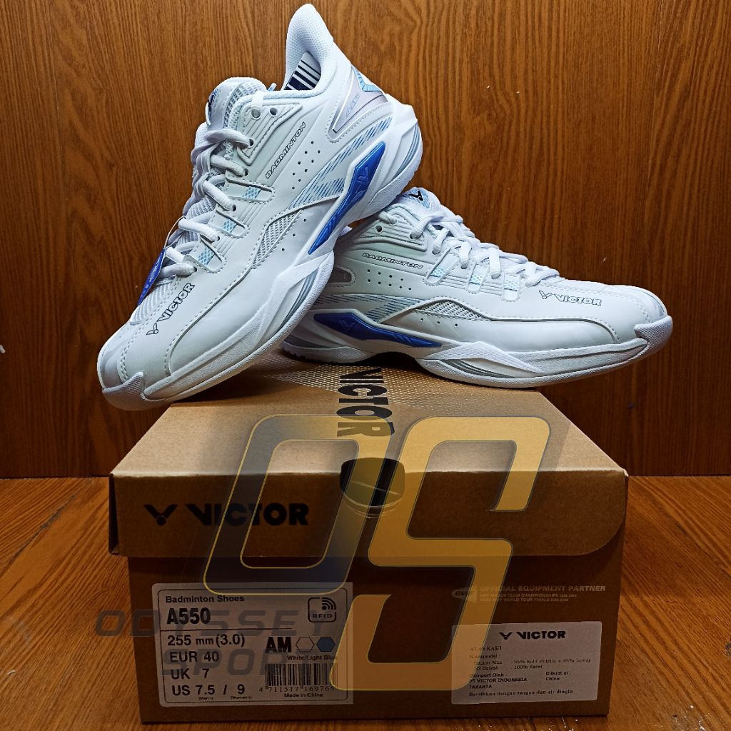 Sepatu Badminton VICTOR A550 (White/Light Blue) 100% ORIGINAL