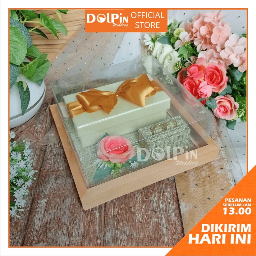 Kotak Uang dan Cincin Nampan Kayu Seserahan/ Lamaran Tutup Mika - KUC