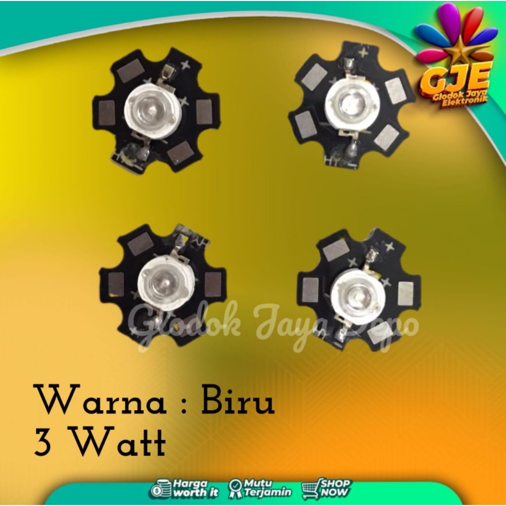 LED HPL BIRU 3 WATT + HEATSINK