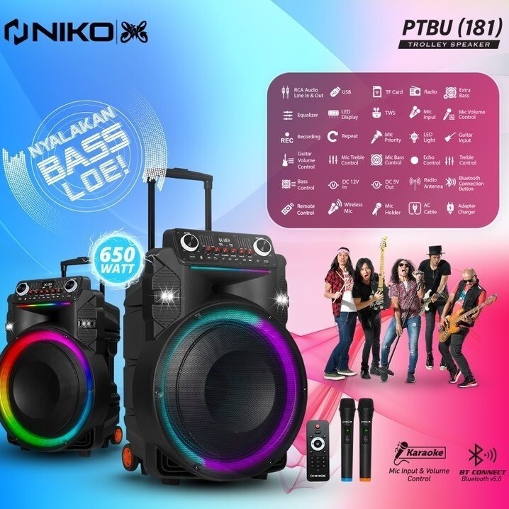 Niko Speaker Portable Bluetooth 18 Inch PTBU 181