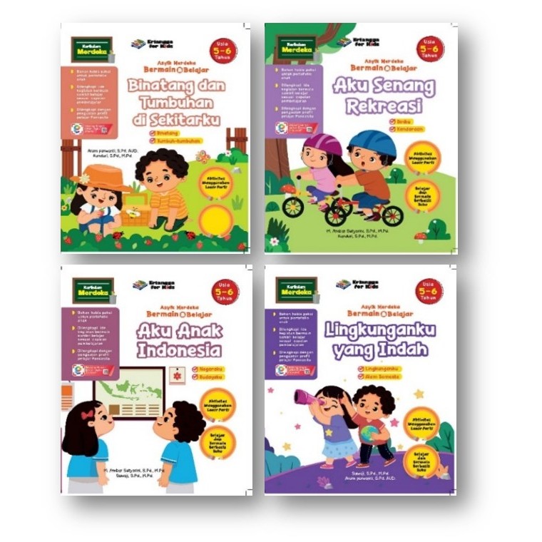 BEST SELLER ORIGINAL PAKET ASYIK MERDEKA BERMAIN & BELAJAR USIA 5-6TH-ERLANGGA FOR KIDS