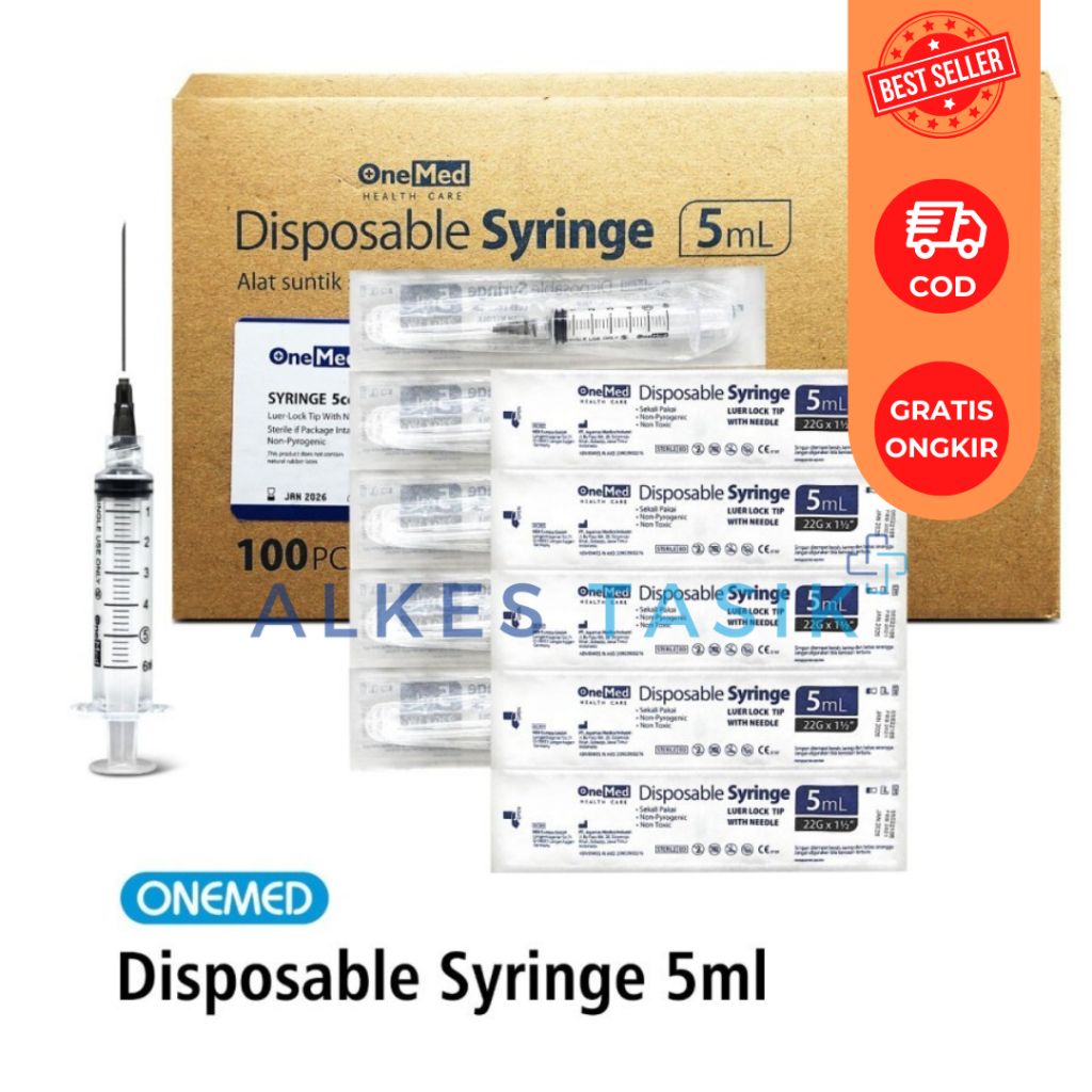 BOX Syringe / Spuit / Jarum Suntik ONEMED 5ML 5CC