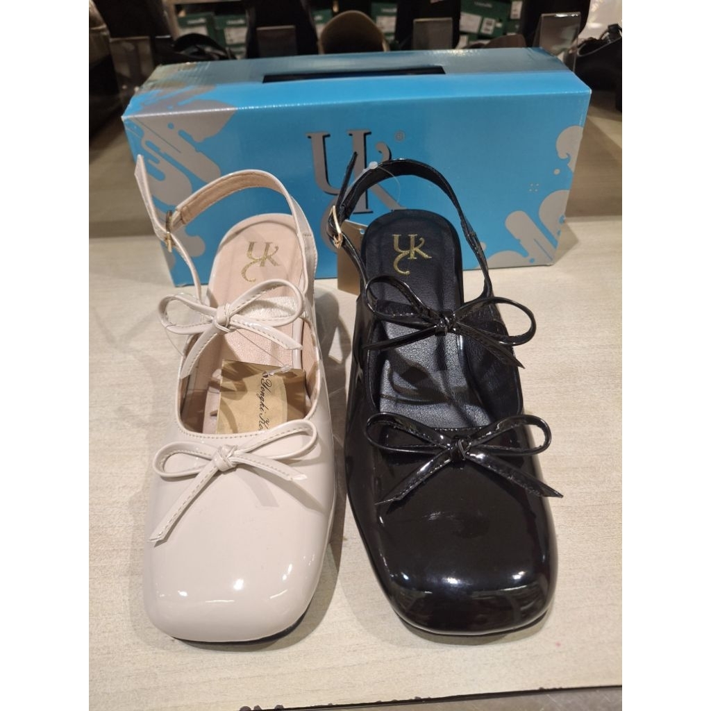 Yongki komaladi sepatu sandal selop heels 7m wanita aksesoris pita ringan & original size 36-40