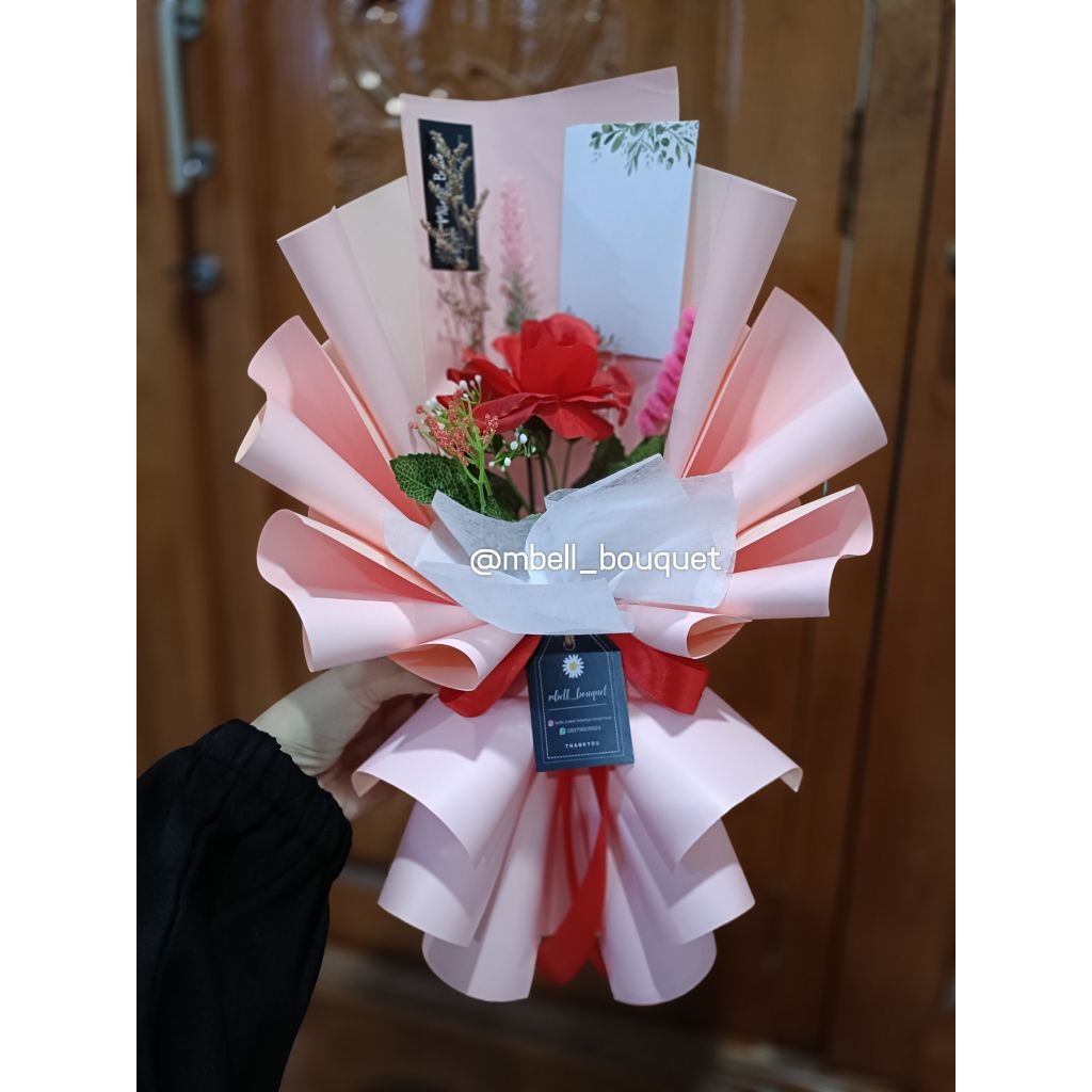 buket bunga artificial/buket bunga single/buket bunga satu tangkai/buket unik/buket lucu/bunga artif