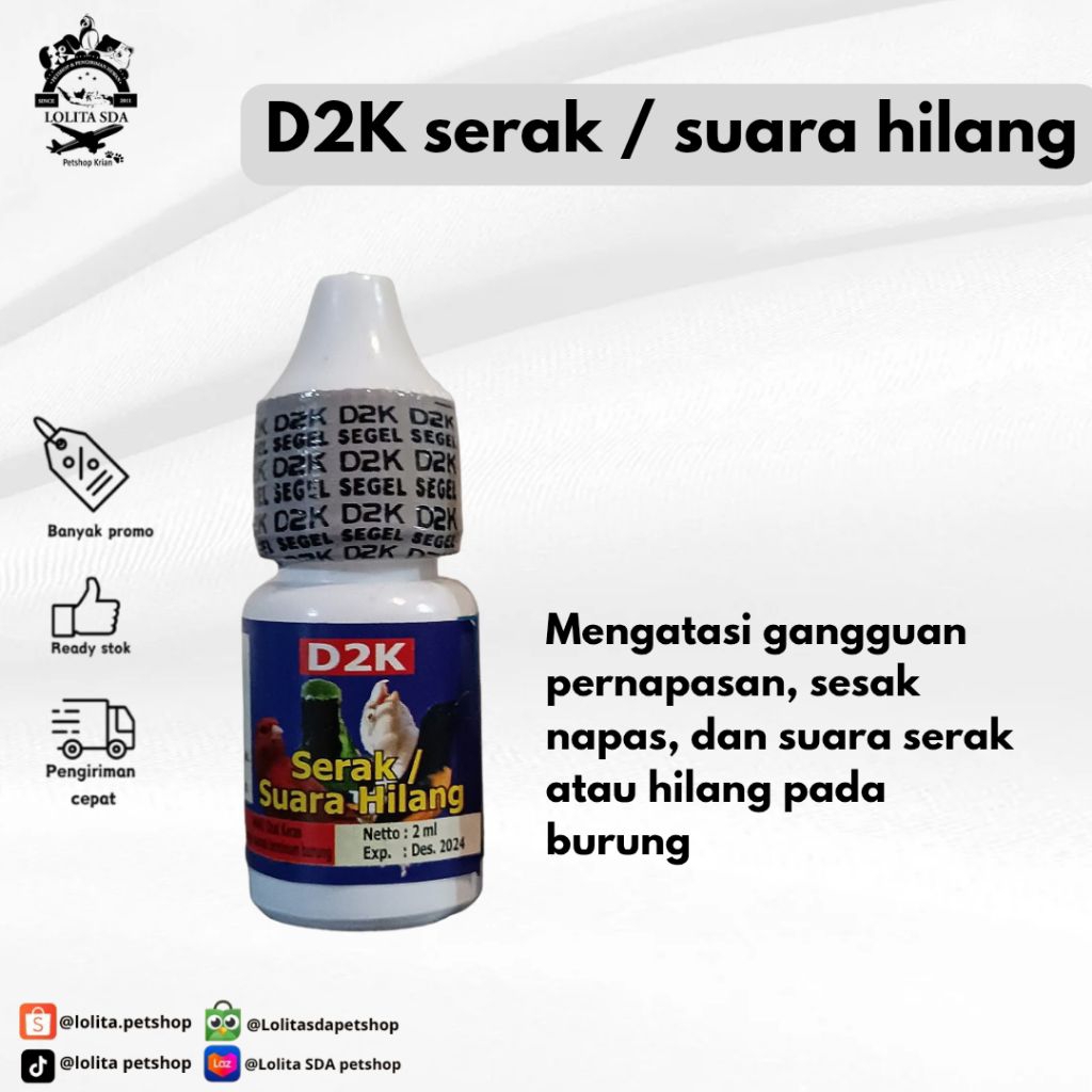 D2K Serak / Suara Hilang Obat burung serak & suara hilang utk burung