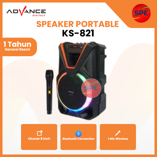 SPEAKER PORTABLE ADVANCE 8 INCH  KS821 ( GARANSI RESMI ) MEDAN