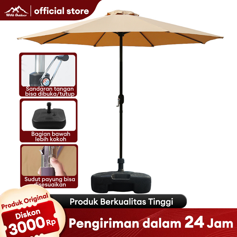 WTHB Outdoor  Tenda Payung Payung Jualan 270CM Pantai Outdoor Umbrella UV Perlindungan Kain