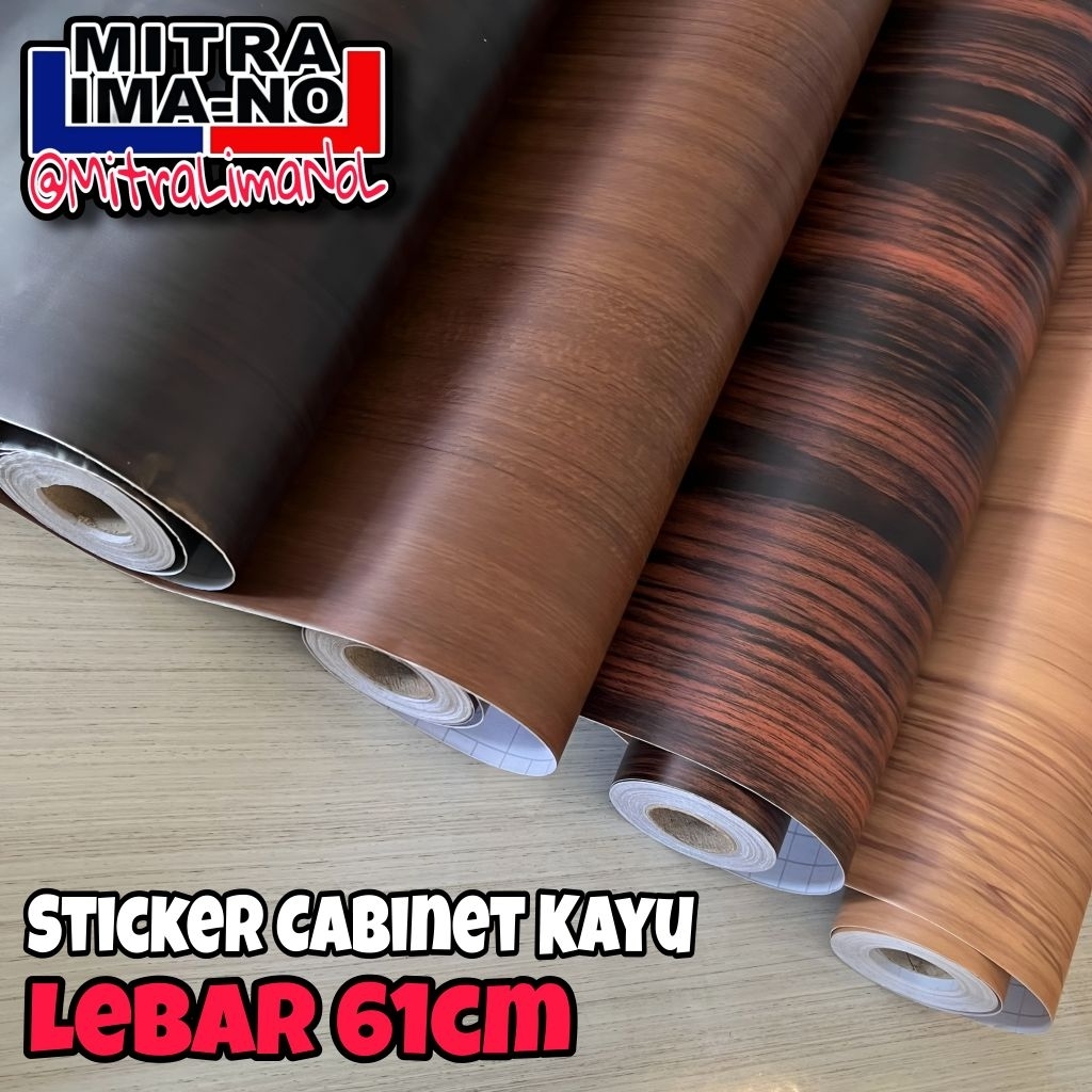 Stiker Cabinet  Motif Kayu Bahan Vinyl Premium [Lebar 61cm]