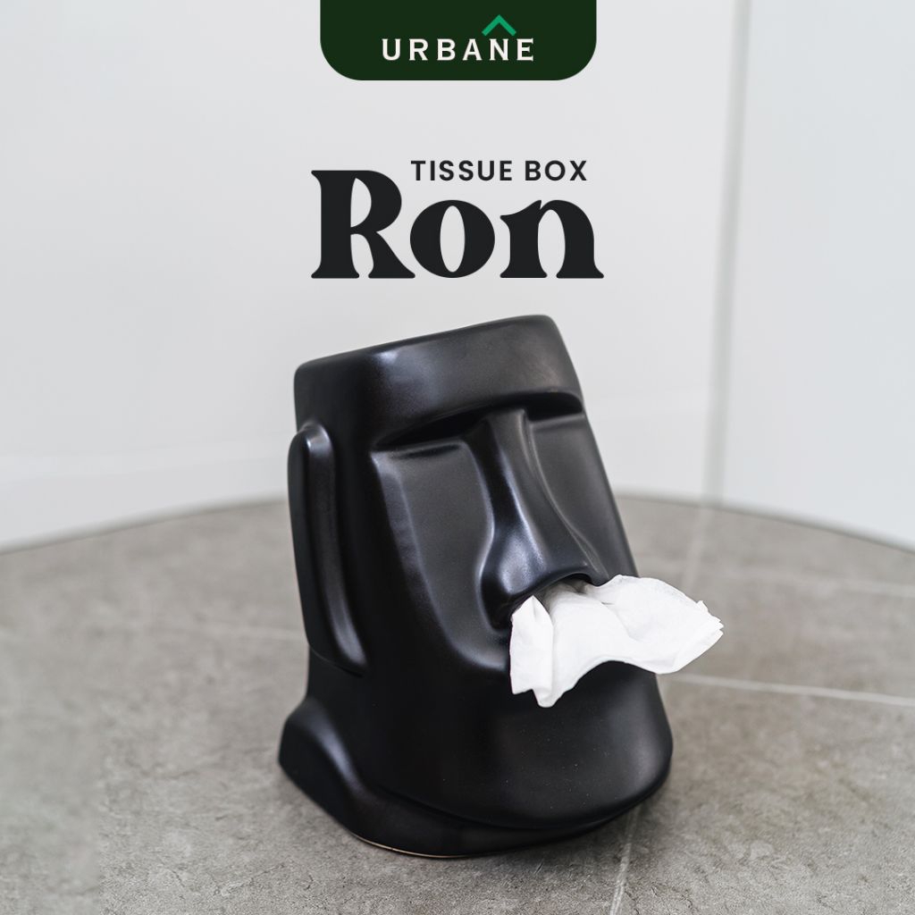 [URBANE] RON Tempat Tisu Keramik Muka Batu Moai Hidung Tissue Box Aesthetic