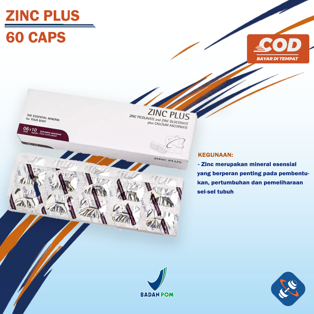 [1 BOX] ZINC PLUS Box 6 Stripes (60 Capsules) Zinc Picolinate Zinc Gluconate + Calcium Ascorbate
