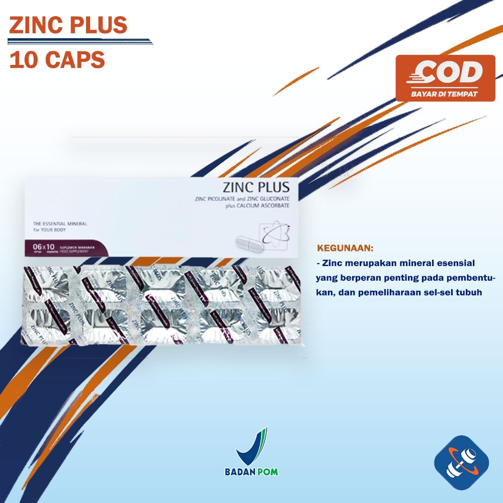 ZINC PLUS Vitamin C Strip 1 Stripes (10 Capsules) Zinc Picolinate Zinc Gluconate + Calcium Ascorbate