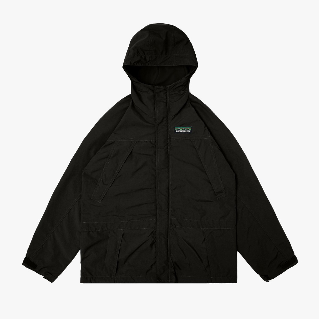 Pot Meets Pop Jaket - Leafy Outdoor Jacket Black Fw25 - Jacket