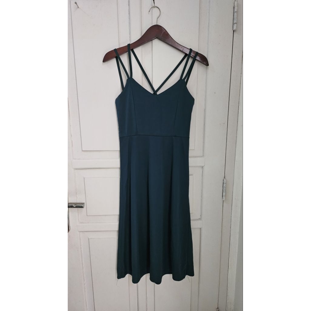 dress dinner fitbody hijau emerald