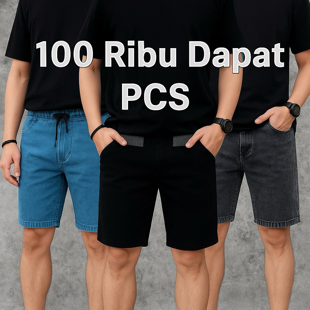 PROMO 3 CELANA JEANS PRIA DEWASA CELANA PENDEK LEVIS JEANS RIP PINGANG KARET