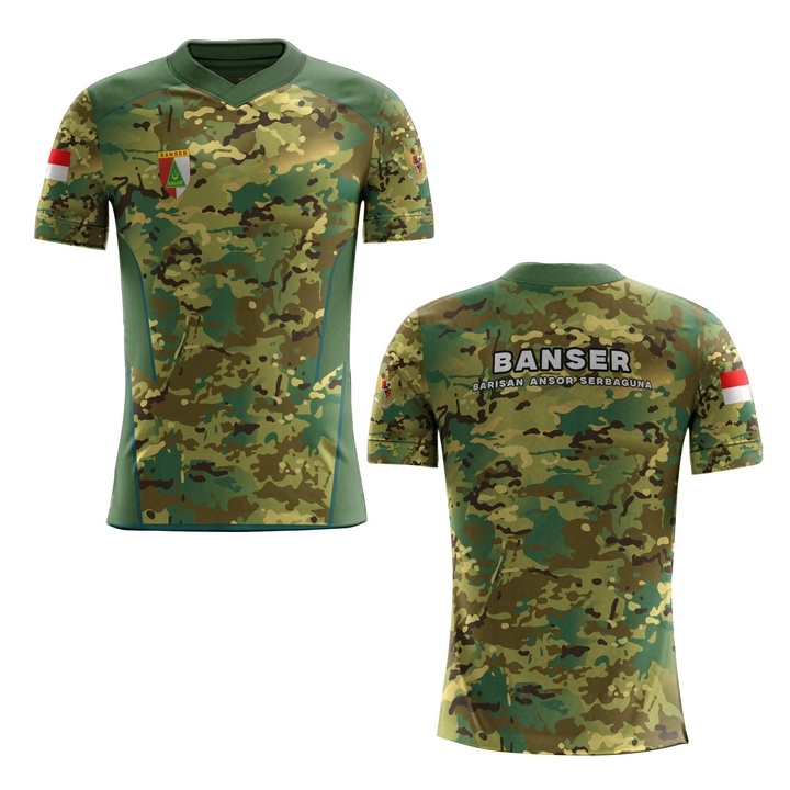 kaos pria baju banser NU loreng bersikulasi udara Fullprinting terbaru 2025