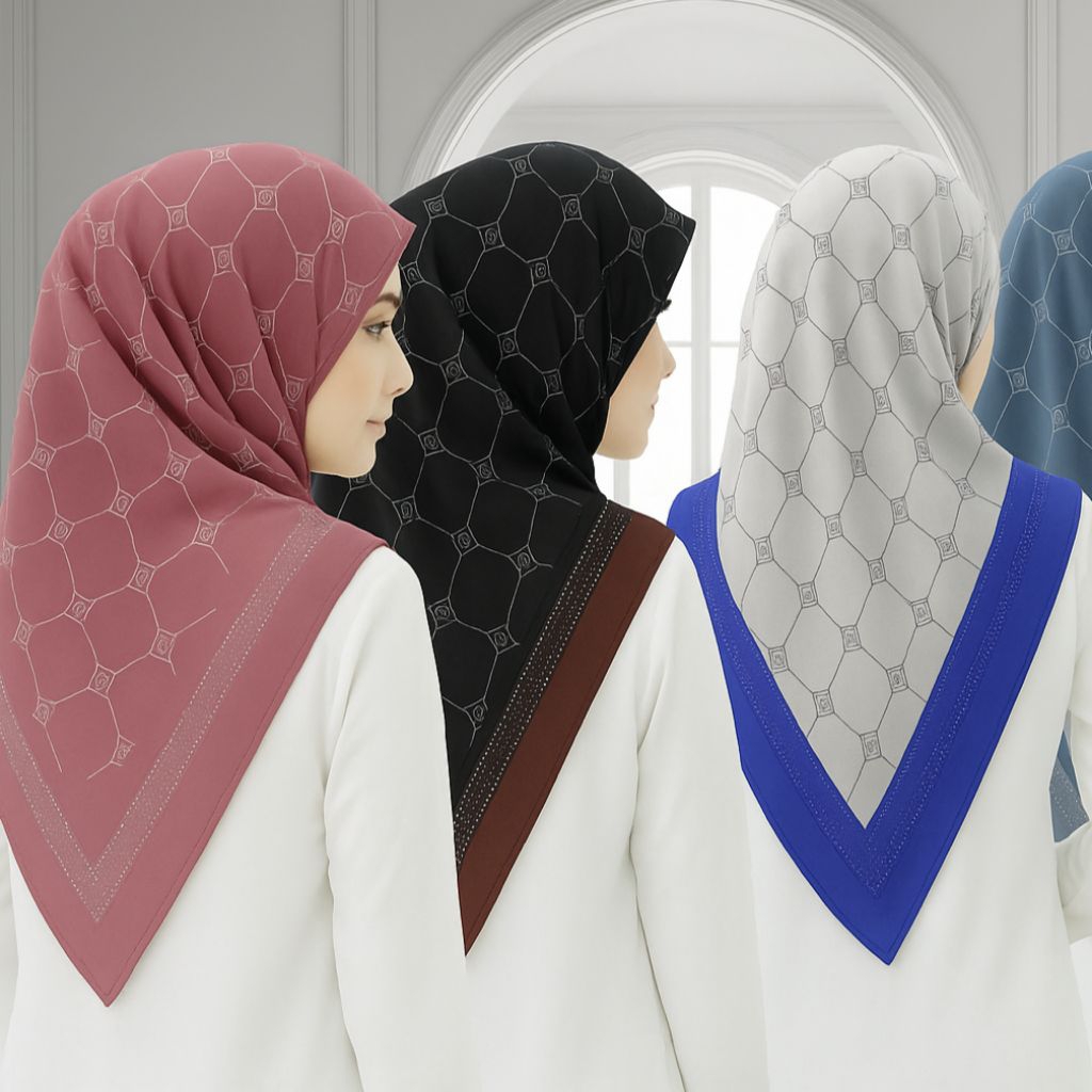 Hijab Segi Empat / Jilbab Segi Empat Voal premium Motif Songket series