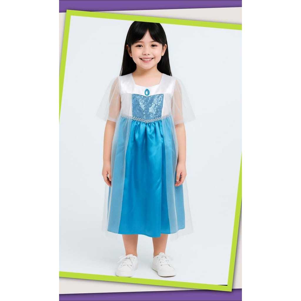 ( GAUN SAJA ) Gaun Anak Frozen - Dress Frozen - Kostum Dres Frozen - Dress Anak Perempuan - Kostum