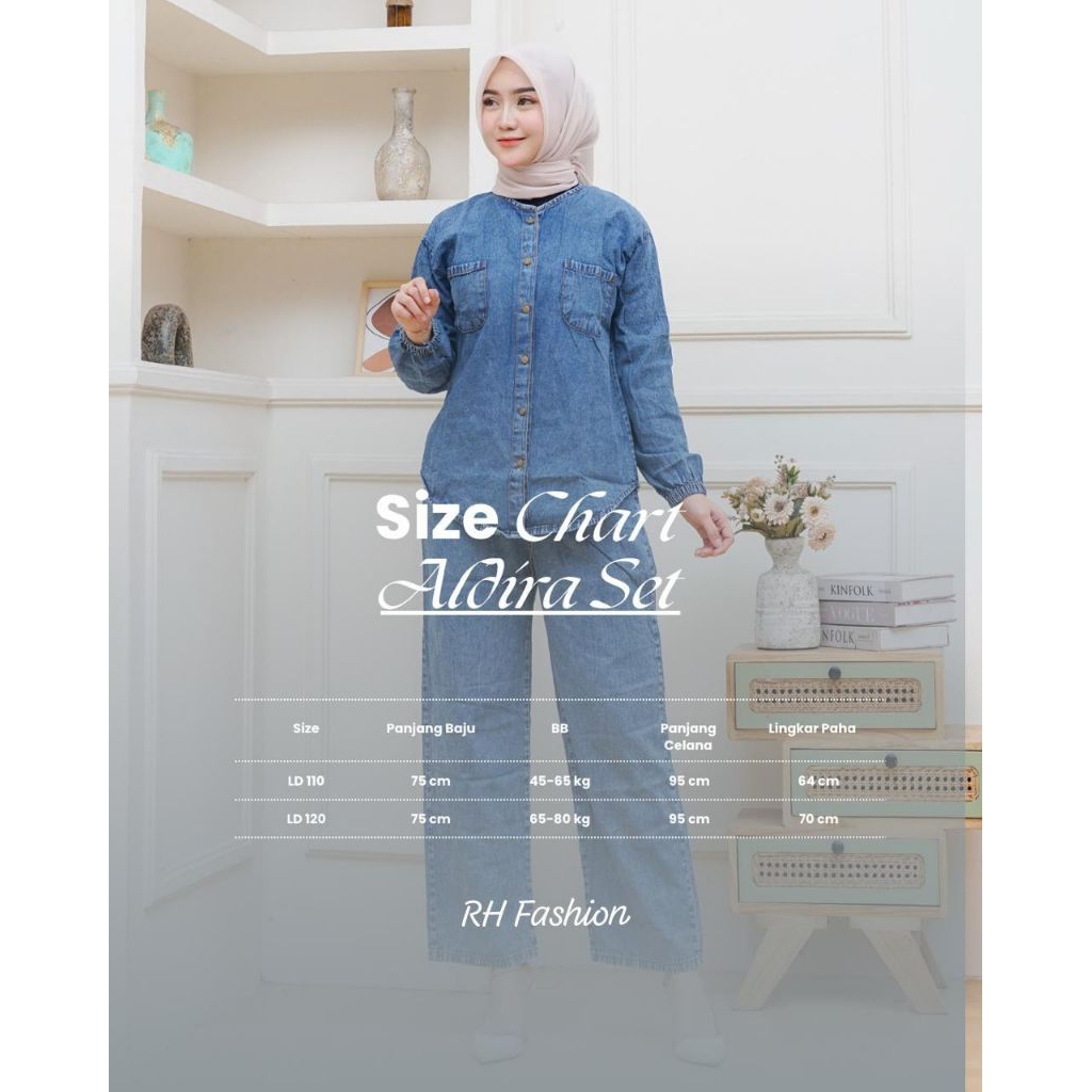 ALDIRA SET SetCel Kulot One Set Jeans Wast  Premium Setelan Jeans Wanita Kekinian