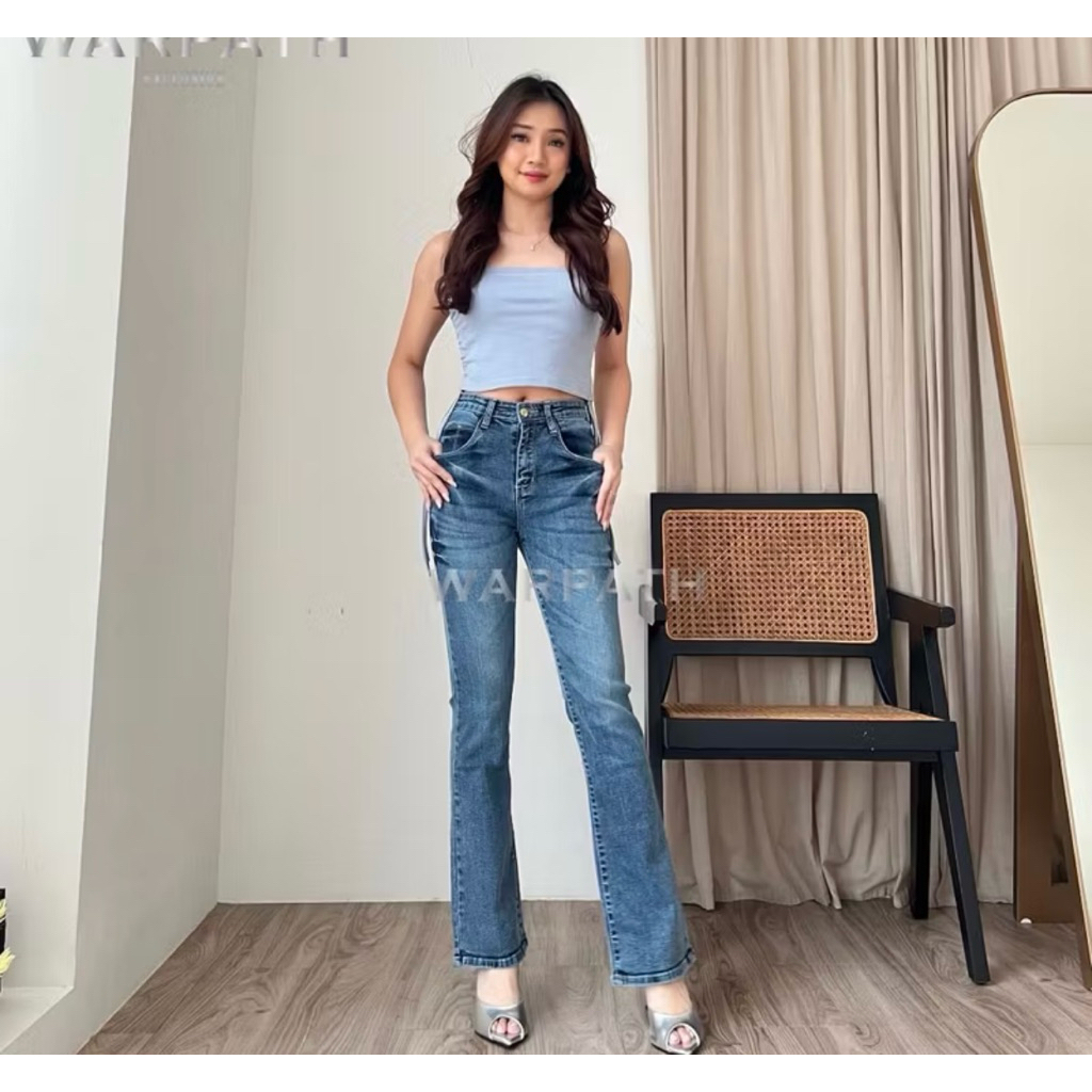 WARPATH Highwaist Flare Jeans Stretchboot 9184 Cutbray Jeans Denim Panjang Wanita Bahan Stretch new 