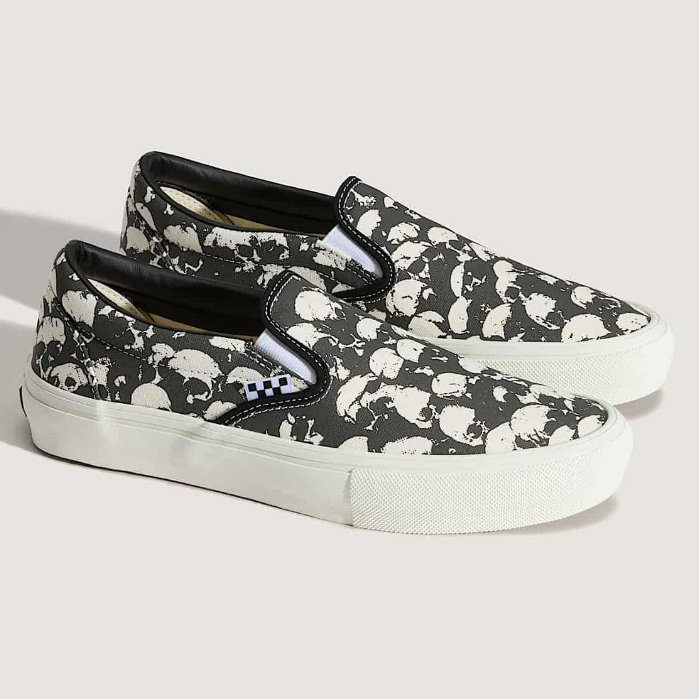 VANS SLIP ON SKATE SKULL PILE BLACK WHITE GUM ORIGINAL
