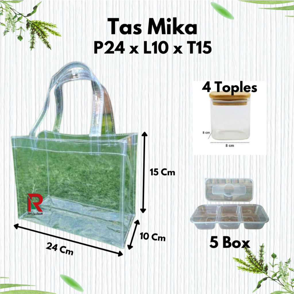 Tas Mika 25x11x15 / Gift Box Thinwall Sekat 3 / Goodie bag Toples 8cm Toples 500-1000ml x 3 Toples