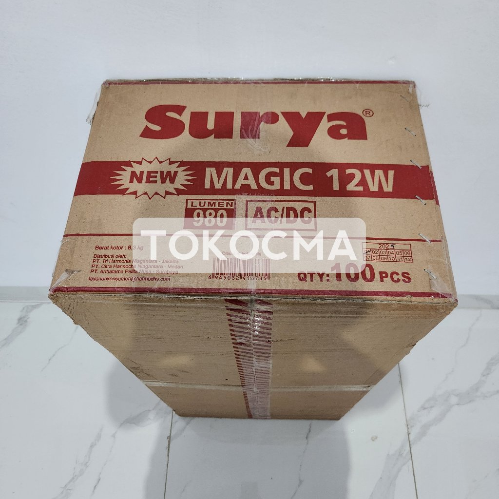Lampu Emergency LED AC/DC Magic Surya 12w 12watt Cahaya Putih 1 DUS 100Pcs