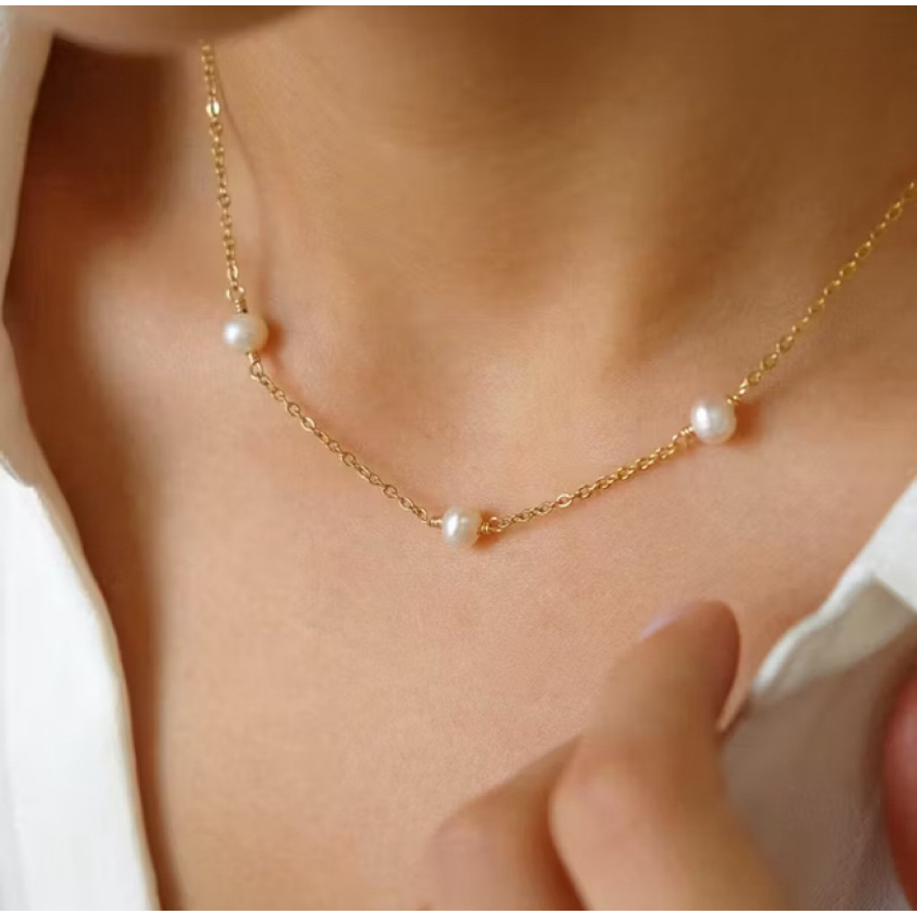 Kalung rantai mutiara air tawar asli lombok Perhiasan Aksesoris Kalung mutiara air tawar asli lombok