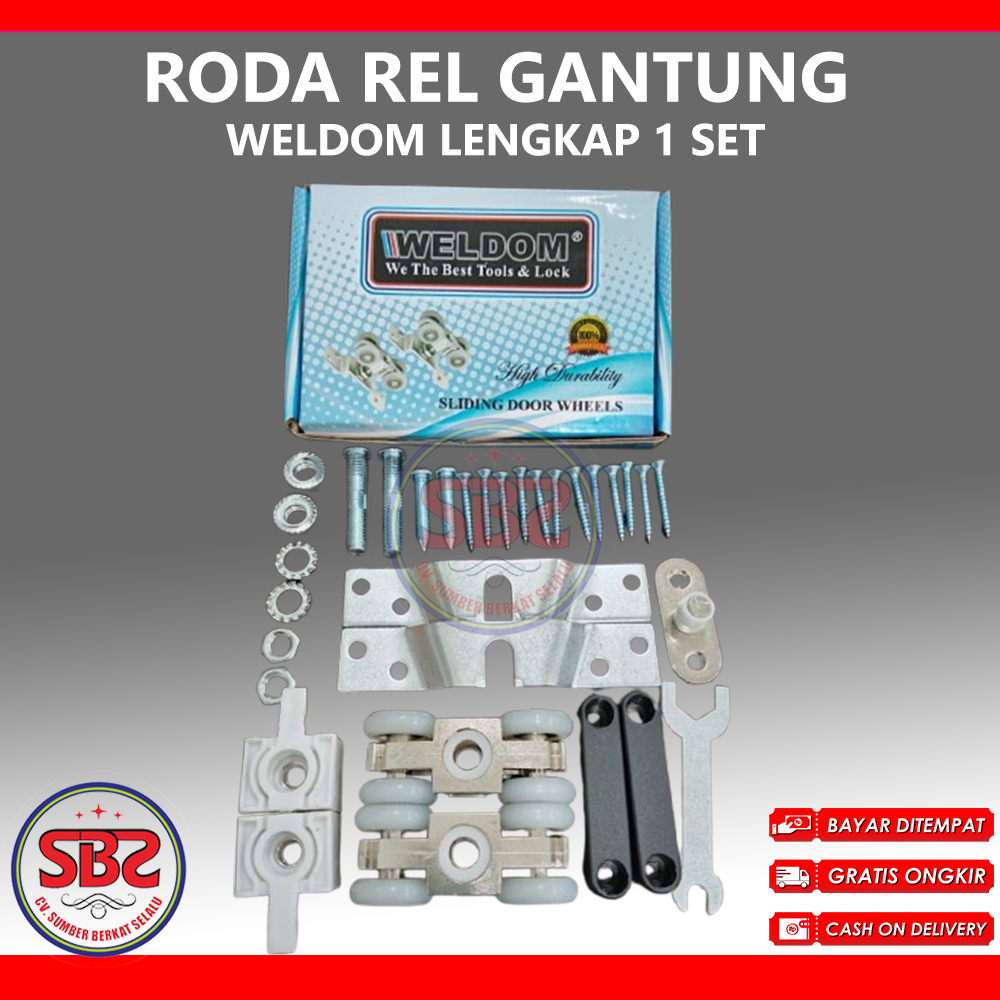WELDOM Roda Pintu Sliding MODEL BARU - Roda Pintu Geser Roda Pintu Sleding Roda Rel Pintu Geser WELD