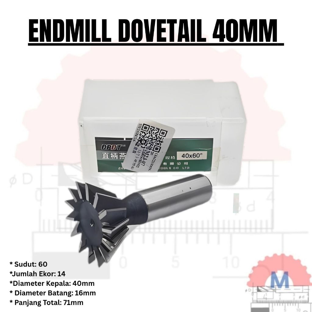 Dovetail End mill 60degree 40mm endmill ekor burung grooving