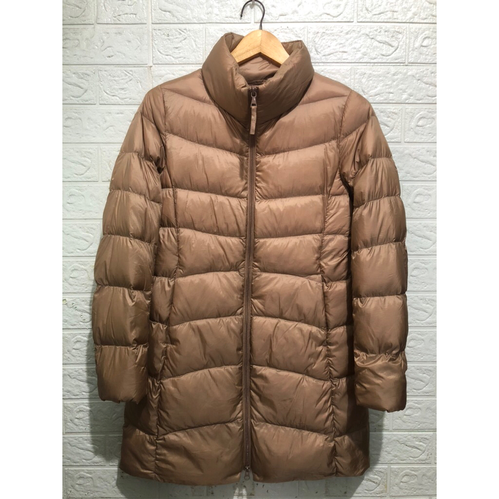 UNIQLO ultralight down long jaket cream coklat