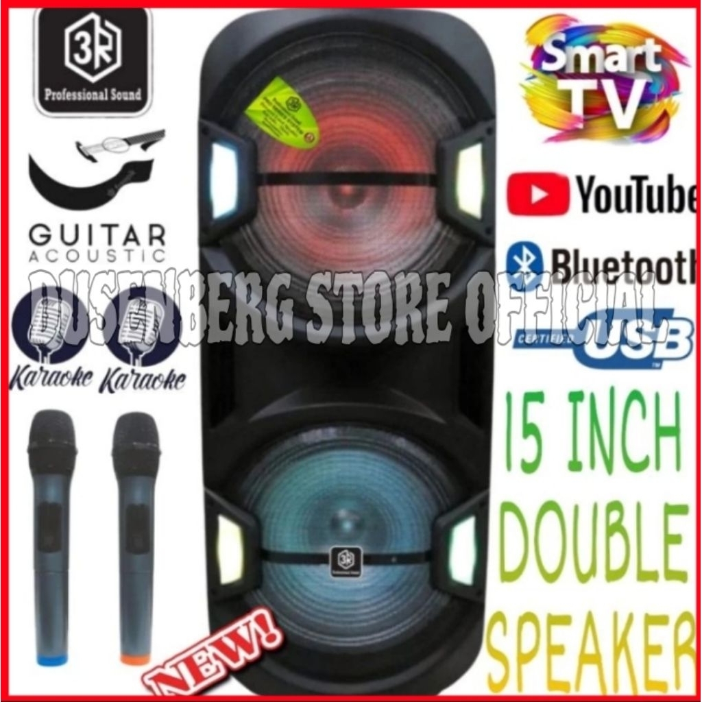 Speaker Portable 3R Style 15 Double Speaker 15 Inch Karaoke Youtube.