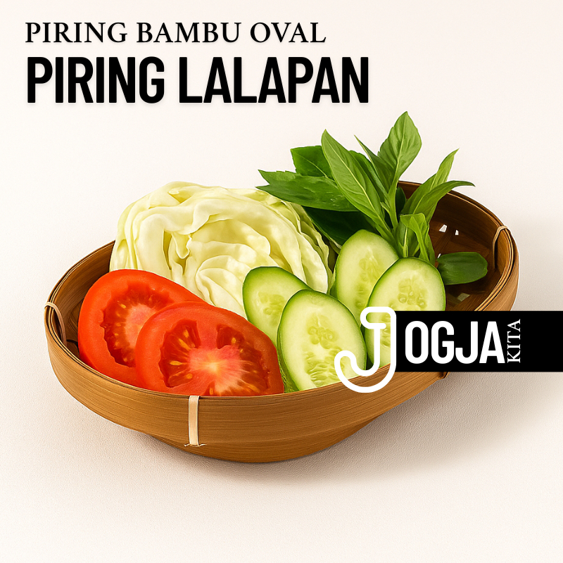Piring Bambu Bulat oval kotak / Tempat Lalapan Bambu Bulat Kotak/ Piring Anyaman