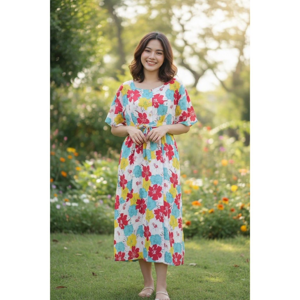 Piyama Baju Tidur Wanita Putri Adipati Bahan Rayon Model Tali Empat Busui Daster Batik