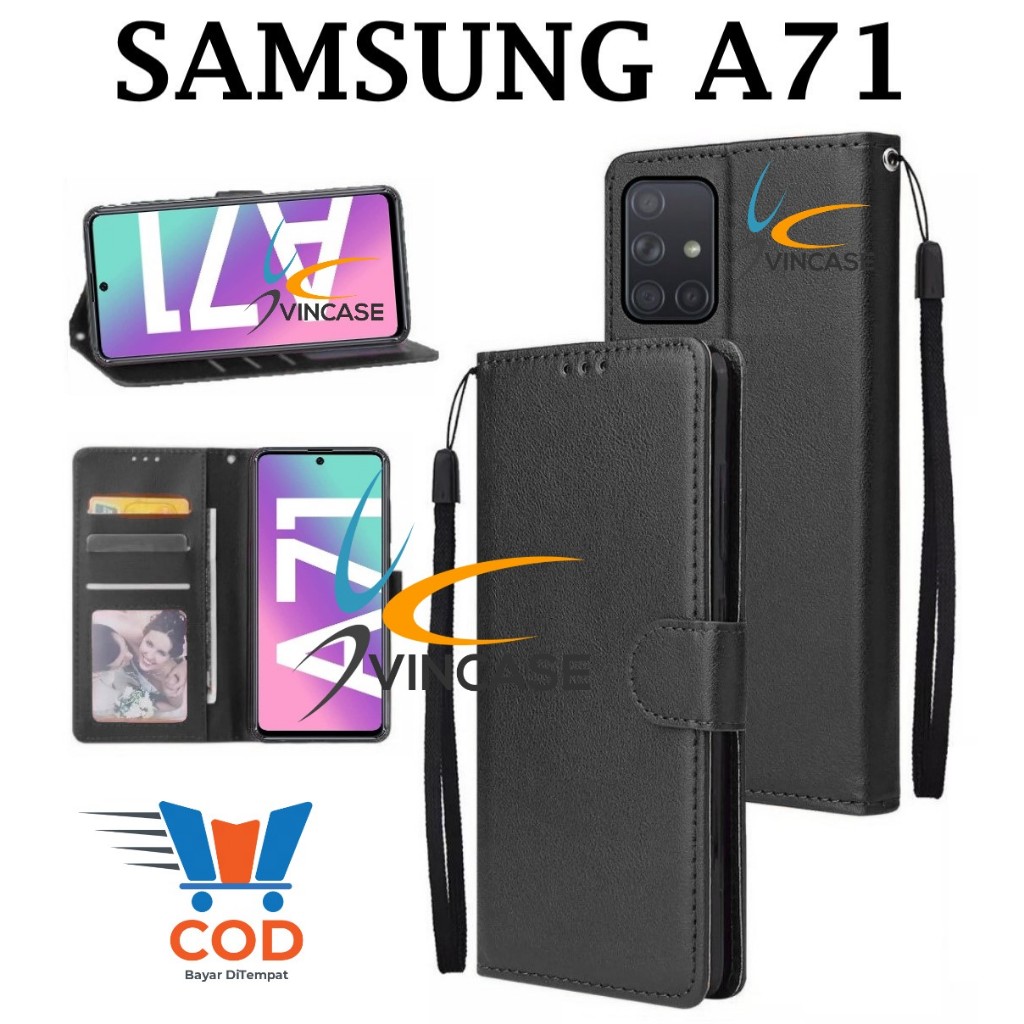 SAMSUNG A71 FLIP LEATHER CASE PREMIUM - FLIP WALLET CASE KULIT UNTUK SAMSUNG A71 - CASING DOMPET | F